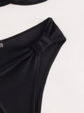 Sexy One Shoulder Bikinis Sets 2024 Women Black Push Up Pleate High Waist Swimsuit Beach Bathing Suit 2 Piece Swimwear Biquini