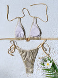 2026 Summer Women's Swimsuit Snake Print Micro Bikini Set Beachwear Sexy Backless Lace-up Swimwear Low Waist Bathing Suits Beach