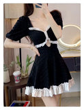 Hot Selling Swimsuit Women's New Black One-piece Cover Belly Slimming Skirt Style Flat Corner Hot Spring Conservative Swimsuit