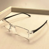 9-Pack Vintage Style Rimless Reading Glasses - Rectangular Frame, Blue Light Blocking, Anti-Fatigue, Unisex, Lightweight PC