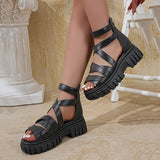 Rome Style Cross Strap Platform Sandals Women Plus Size 43 Thick Bottom Gladiator Sandals Woman Open Toe Back Zip Summer Sandles