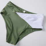 Women's Two Piece Bathing Suits Sleeveless Contrast Color Cami Tops High Waist Thong Sets Summer Holiday Bikini Sets