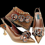doershow  Italian niceShoes With Matching Bags Set Italy African Women's Party Shoes and Bag Sets peach Color Women sh  HQS1-25