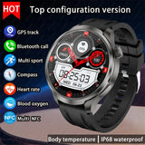 BOXUXING 1.85-inch Smart Watch Men Sport Waterproof Fitness Heart Rate Watches Compass GPS Track NFC Bluetooth Call Smartwatch
