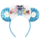 2025 New Style Mickey Minnie Ear Headband Sequin Bows Girl Adult Kids Halloween Party Cosplay Hair Accessories Princess Hairband