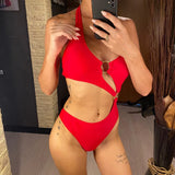 2026 Sexy Halter Asymmetric One Shoulder One Piece Swimsuit Women Swimwear Female Bather Bathing Suit Swim Lady Monokini V2660