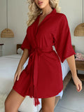 Summer Sleepwear Women Bride Robe Night Gowns Half Sleeve Loose Nightgown Female Silk Satin Kimono Bathrobe Lingerie