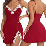 Sexy Lace Nightdress Chemise Women Bow Nightdowns Seamless Sleepwear V Neck Slip Lingerie Sleepshirts Nighties