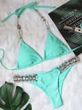 2026 Halter Shiny Crystal Diamond Bikini Women Swimsuit Female Swimwear Rhinestone Bikini Set Rhinestone Brazilian Bathing Suit