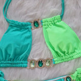 2026 Leopard Rhinestone Jewelled Bikini Women Hollow out Swimsuit female Thong Swimwear Diamond Bikini Set Halter Bathing Suit
