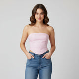 Women Summer Back Bandage Tube Top Sleeveless Strapless Backless Vest Flower Summer Ladies Bustier for Club Party