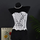 Toucheart Hot Girl Suspender Sexy Top with Fishbone Corset Intimate Hollow See-through Lace Classic Romantic Retro Palace Corset