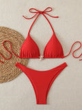 Halter Triangle String Bikinis 2026 Women Sexy Swimsuit Solid Starfish Swimwear Female Bathers Bathing Swimming Swim Suit