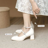 2026 New Mary Jane Shoes High Quality Leather Shoes Shallow Square Toe Womens Sandals Buckle Strap Women's Pumps