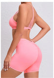 Women's 2-Piece Yoga Sets High Waist Seamless Shorts  Hip-Lifting & Backless Gym Leggings Quick Dry Workout Fitness Suits