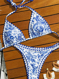 2026 Triangle Halter String Bikini Women Printed Swimwear Female Sexy Swimsuit Bathers Bathing Swimming Swim Suit Beachwear