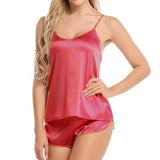 Women Satin Pajama Shorts Sets Mujer Strap Sleeveless Sexy Sleepwear Suit 2PCS  V-Neck Cami Top Short Lingerie Female Nightwear