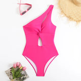 Vintage Black Swimwear Women 2026 Sexy One Shoulder Front Cross Hollow Out Slim One Piece Swimsuit Beach Bathing Suit Monokini