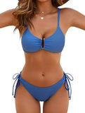 2026 Multicolor Textured Adjustable Tie Side Push Up Sexy Bikini Padded Swimwear For Women Beach Bathing Suit