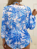 3 Pieces Bikini Tropical Print Swimsuit Halter Drawstring Side Swimwear Women 2026 Bathing Suit Female Swimming Summer Beachwear