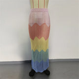 New Colorful Hollow Out Knitted Tunic Beach Cover Up Cover-ups Beach Dress Beach Wear Beachwear Long Skirt Female Women K6588