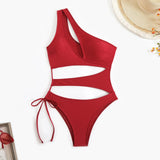 Cut Out Asymmetric One Shoulder One Piece Swimsuit Women Swimwear Female Monokini High Cut Bather Bathing Suit Swim Beachwear
