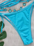 Wrap Around Halter Rhinestones Diamond Bikini Women Swimsuit Female Swimwear Two-pieces Bikini Set Bathing Suit Swim Beach Wear