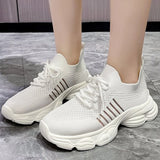 Casual Solid Thick Platform Sneakers for Women Spring 2025 Autumn Breathable Mesh Sports Shoes Woman Outdoor Lace Up Mujer