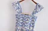 Blue Floral Embroidey Summer Beach Dress Women Casual Holiday Bohemian Dress Boho Sundress Maxi Long Vestidos Fashion Clothes