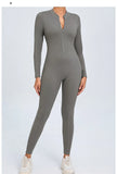 Women Sportwear Yoga Jumpsuit Zip Long Sleeve Back Open Outfit Fitness Tracksuit Tight One-piece Gym Overalls Sports Bodysuit