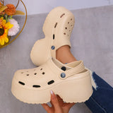 Soft Chunky Heels Sandals Women Fashion Closed Toe Platform Sandals Woman Summer Solid Color Non-Slip Beach Casual Sandalias