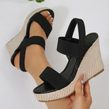 2025 Summer Chunky Wedges Sandals Women Slip On 10 Cm High Heels Sandalias Mujer Plus Size 36-43 Thick Platform Sandles Woman