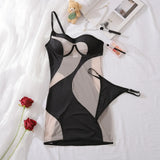 2025 Summer New Sexy Bag Hip Tank Mini Dress Fashion Slant Shoulder Pure Desire Mesh Temptation Dress Elegant 2025 New Tops VEP8