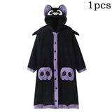 Cartoon Bat Plush Women's Pajamas Robes Anime Nightgown Winter Kawaii Animal Night Dress Halloween Party Vampire Cosplay Costume