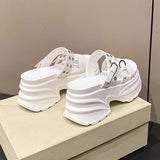 Summer Silver Chunky Platform Sandals Women Fashion Buckle Thick Bottom Slippers Woman Punk Wedges High Heels Sandalias Mujer