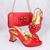 Doershow nice African Shoes And Bag Matching Set With gold Hot Selling Women Italian Shoes And Bag Set For Wedding HRF1-9