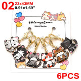 Cat Knitting Stitch Markers Metal Animal Enamel Charms Crochet Locking Knitting Markers Sew Accessories