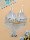 2-piece pull up bra rural style floral retro lace lingerie set braissere women underwear spring and summer new products A3155