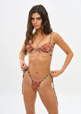 Sexy Patterned Bikini Top and Bottoms with Green Gemstones Perfect for Beach Wear and Pool Parties Summer Getaways Vacation Wear