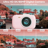 5K 80MP Digital Photography Camera For Selfie 18X Vlog Video Recorder 4K Camcorder Youtube Live Stream Webcam WIFI APP Control