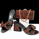 doershow High Quality African fashion Style Ladies Shoes And Bags Set Latest SILVER Italian Shoes And Bag Set For Party HJJ1-10