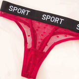 Women Lace Bra And Panties Set Sheer Polka Dot Lingerie Non-wire Bralette Sexy Low Rise Thongs Letter Band Mesh Underwear Set