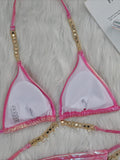 Wrap Around Halter Metal Chains Bikinis 2025 Diamond Bikini Women Swimsuit Female Swimwear Two Pieces Bikini set Bathing Suit
