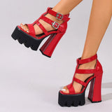 Fashion Roma Style Women Ankle Gladiator Sandals 14cm Heel Platform Buckle Straps Large Size 34- 41 42 43 Dating Shoes Summer