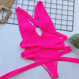 4 Colors One-Piece Swimsuit Swimwear Women Solid Sexy Deep V-neck Bathing Suit Beachwear High Elastic Straps Maio Feminino Praia