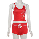 European and American 2026 Spring and Summer Casual Contrast Color Halter Backless Top High Waist Butt Lifting Shorts Set