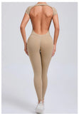 One-piece Yoga Padded Backless Suit Female Rompers Quick Dry Yoga Clothing Workout Bodysuits Scrunch Sports Jumpsuit Women