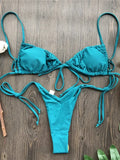 Sexy Printed Ruffled Frilled Thong Bikini Women Swimwear Female Swimsuit Two Pieces Bikini set Micro String Bathing Suit Swim