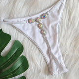 2 Colors Sexy Bikini Women Shiny Fabric Crystal Diamond G-string Swimwear Swimsuit Bikinis Set Bathing Suit Bikini Luxe Female