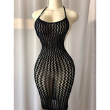 Fishnet Women Sexy Beach Cover Up Dress Women Stretch See Through Sleeveless without Bikini Swimsuit Coverup Mini Beachwea